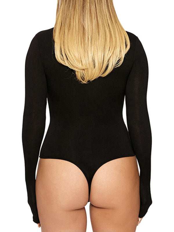 Casual Long Sleeved Tight-fitting Bodysuit kakaclo