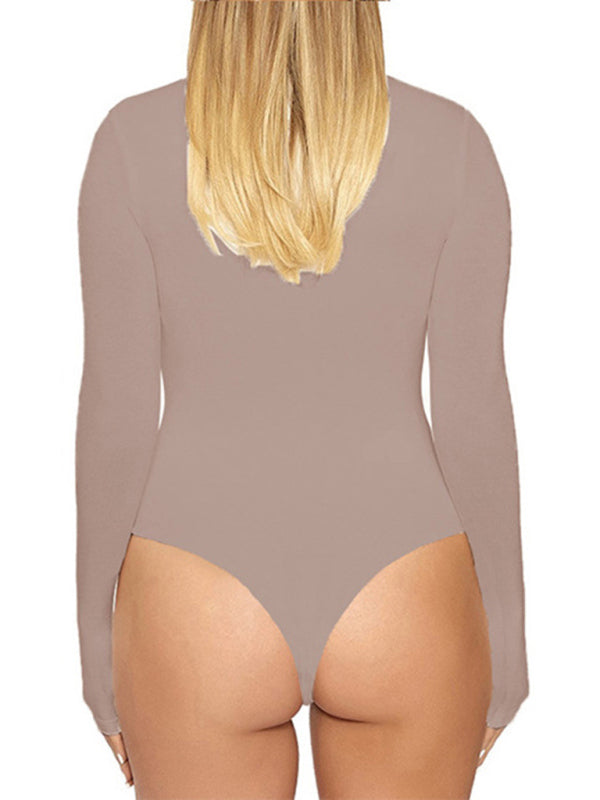 Casual Long Sleeved Tight-fitting Bodysuit kakaclo