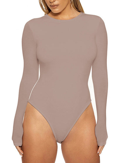 Casual Long Sleeved Tight-fitting Bodysuit kakaclo