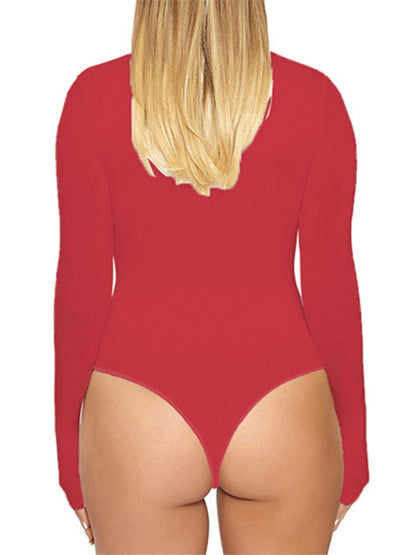 Casual Long Sleeved Tight-fitting Bodysuit kakaclo