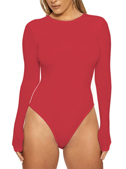 Casual Long Sleeved Tight-fitting Bodysuit kakaclo