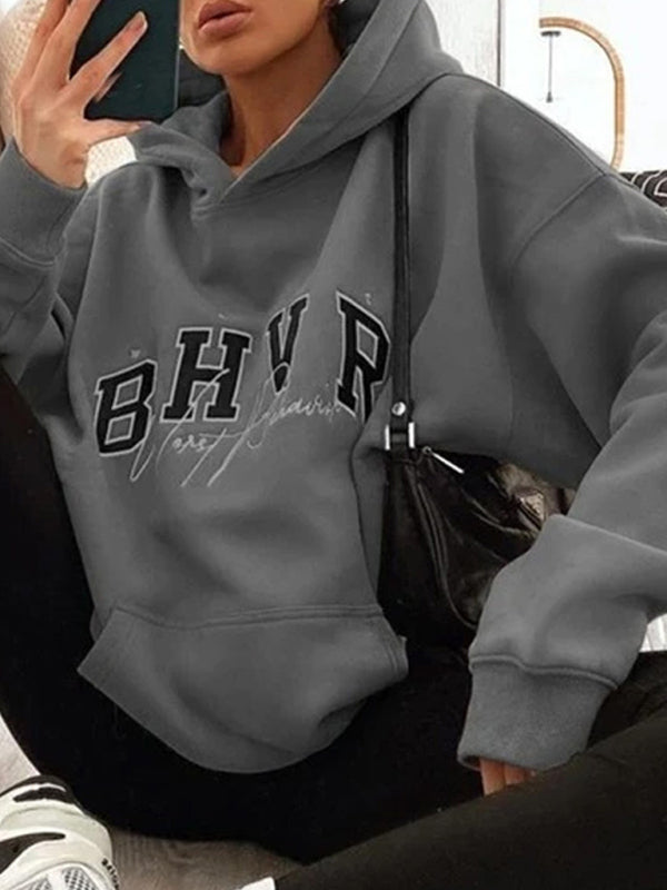 Long Sleeve Lettering And Graphics Hoodie kakaclo