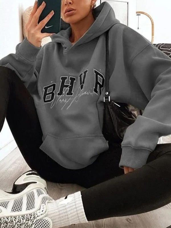 Long Sleeve Lettering And Graphics Hoodie kakaclo