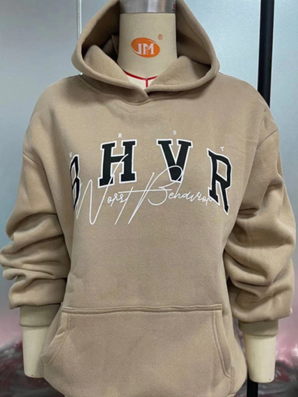 Long Sleeve Lettering And Graphics Hoodie kakaclo