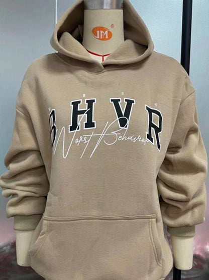 Long Sleeve Lettering And Graphics Hoodie kakaclo