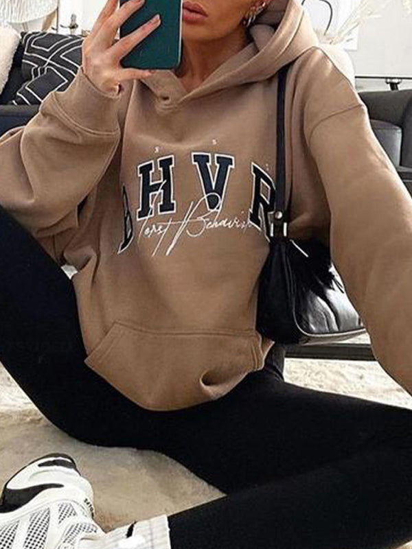 Long Sleeve Lettering And Graphics Hoodie kakaclo