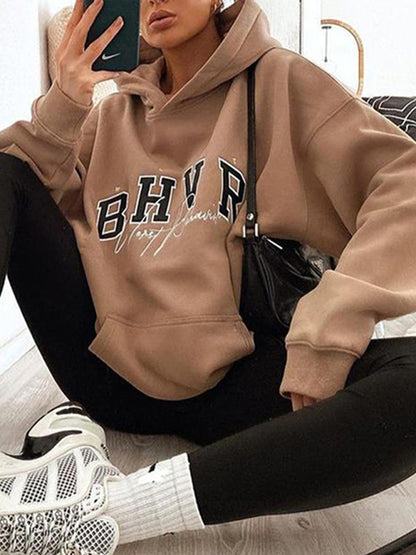 Long Sleeve Lettering And Graphics Hoodie kakaclo