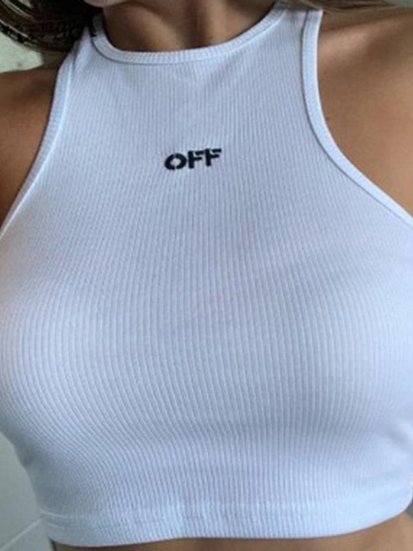 Solid Color Letter Print Tank Top kakaclo