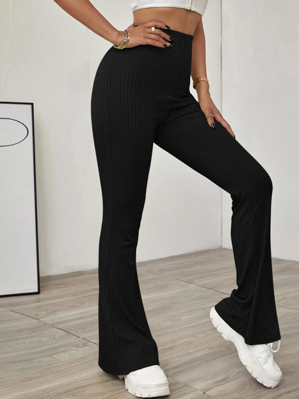 Solid Color High Waist Flare Pants kakaclo