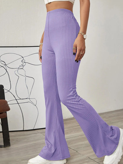 Solid Color High Waist Flare Pants kakaclo