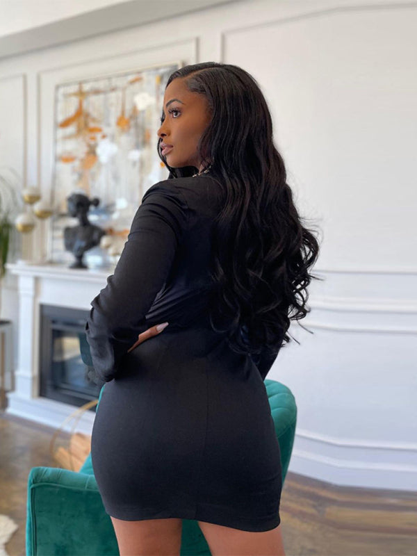 Solid Color Stitching Mesh Under Breast Dress kakaclo