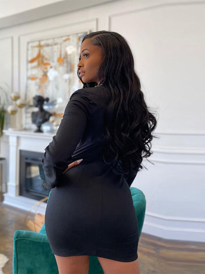 Solid Color Stitching Mesh Under Breast Dress kakaclo