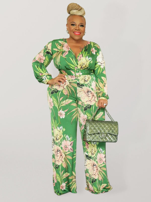 Gem Plus Fresh and Sweet Jumpsuit with Belt kakaclo