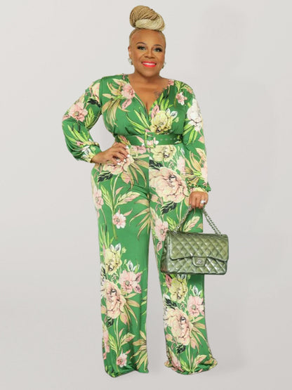 Gem Plus Fresh and Sweet Jumpsuit with Belt kakaclo
