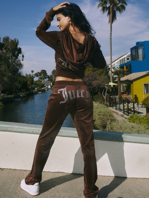 Hot Diamond Velvet Two-piece Tracksuit kakaclo