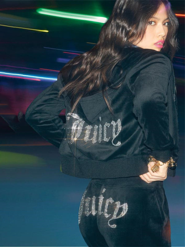 Hot Diamond Velvet Two-piece Tracksuit kakaclo