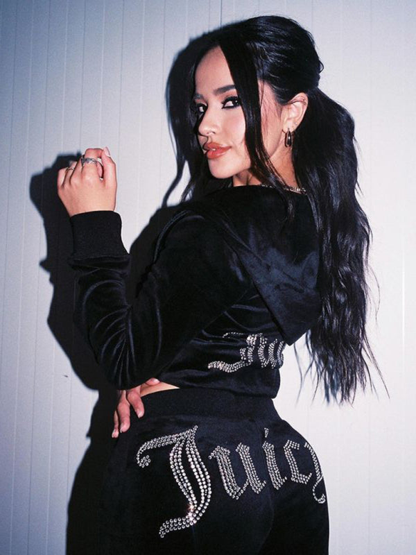 Hot Diamond Velvet Two-piece Tracksuit kakaclo