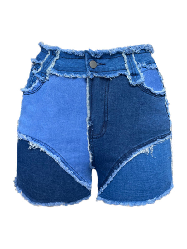 Ladies Color Block Denim Shorts kakaclo