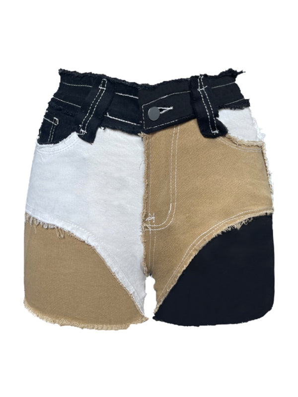 Ladies Color Block Denim Shorts kakaclo