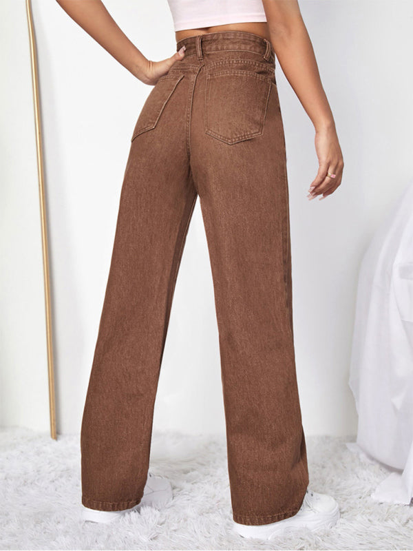 Graffiti Graphics On The Front Wide-leg Silhouette Jeans kakaclo