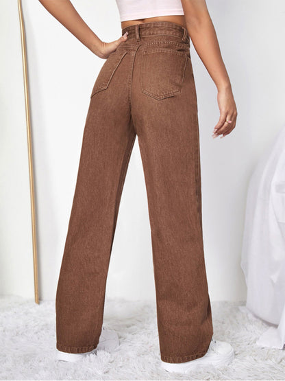 Graffiti Graphics On The Front Wide-leg Silhouette Jeans kakaclo