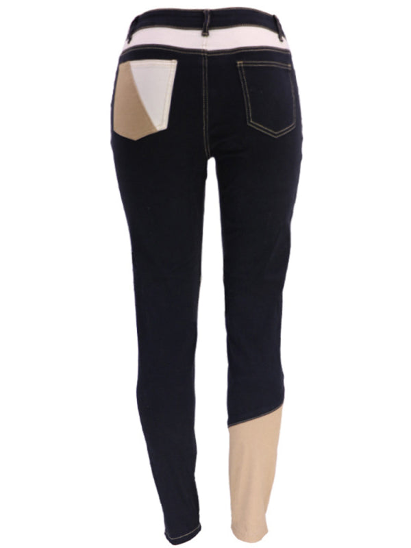 High Waist Colorblock Skinny Jeans kakaclo