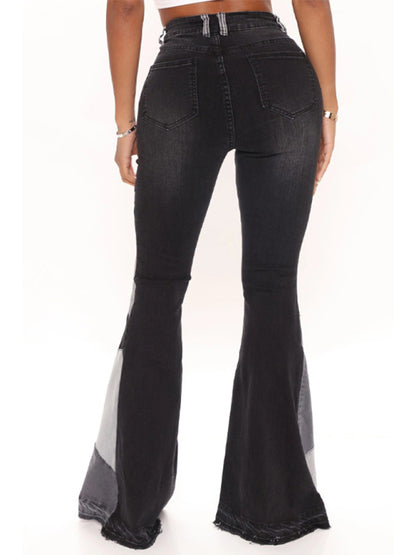 Colorblock High Waist Flared Jeans kakaclo