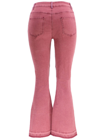 Colorblock High Waist Flared Jeans kakaclo