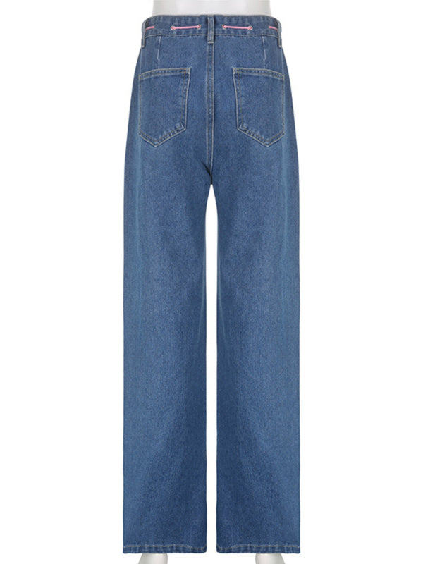 Baggy Freedom Print Jeans kakaclo