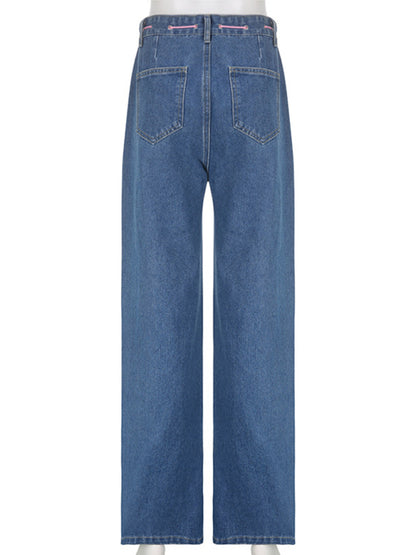 Baggy Freedom Print Jeans kakaclo