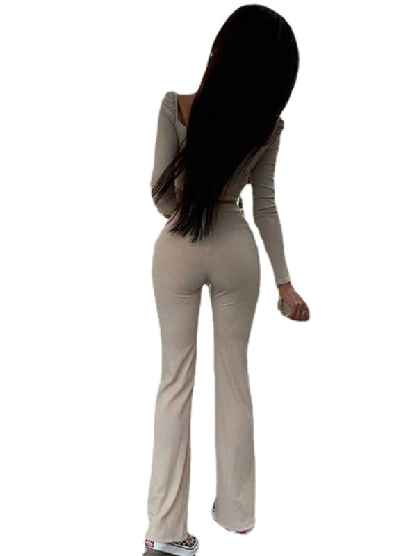 Long Sleeve Square Neck Shirt & Pant Set kakaclo