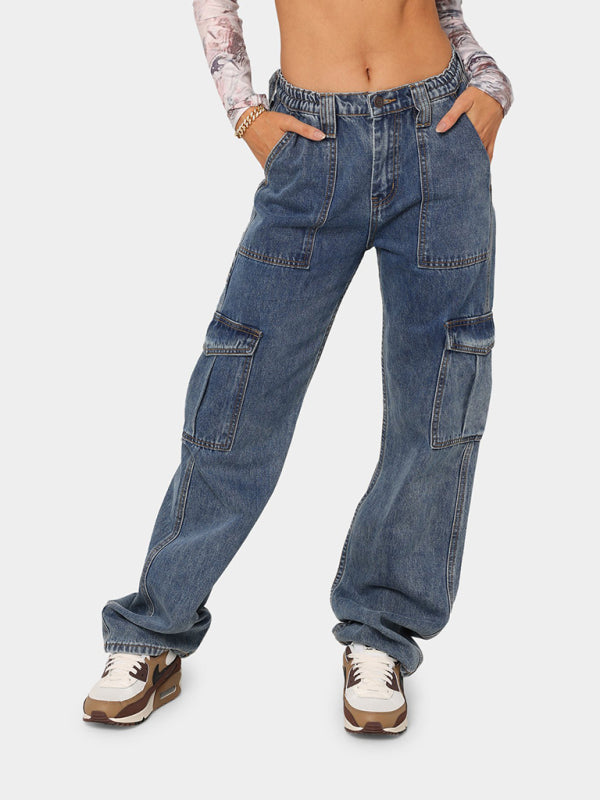 Casual Relaxed Cargo Jeans kakaclo
