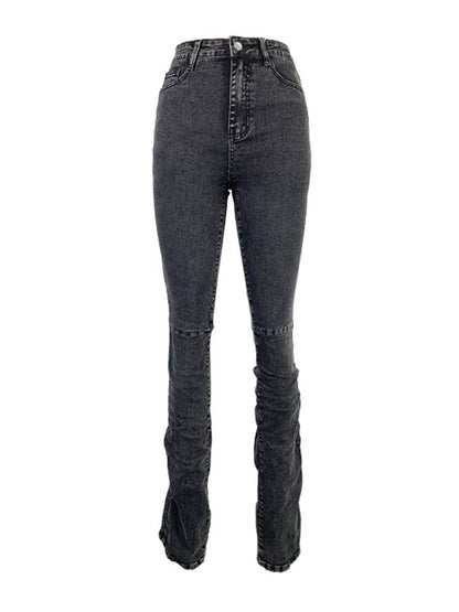 High Rise Slit Slim Fit Jeans kakaclo