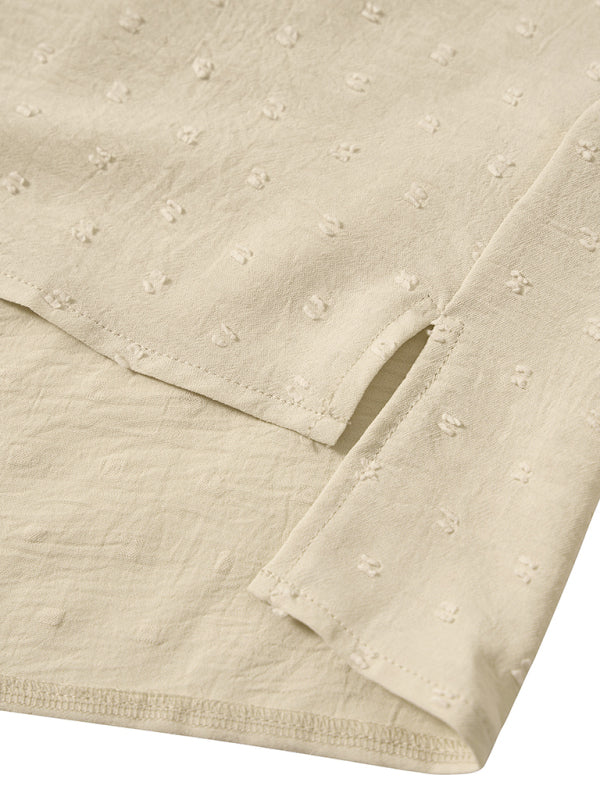 Solid Color Loose V-neck Three-quarter Sleeve Top kakaclo