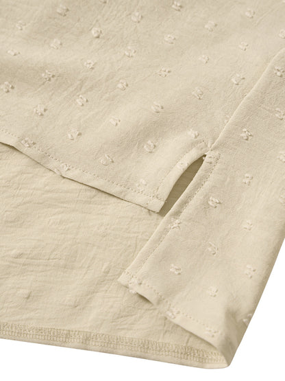 Solid Color Loose V-neck Three-quarter Sleeve Top kakaclo