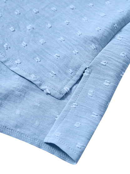 Solid Color Loose V-neck Three-quarter Sleeve Top kakaclo