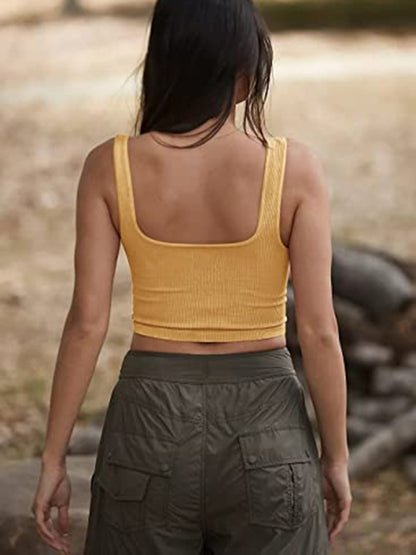 Solid Color Casual Thread Short Vest kakaclo