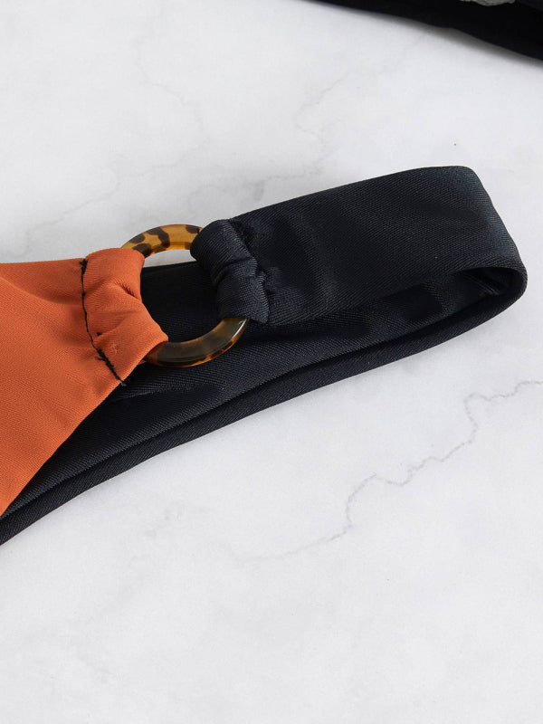 Color Block Underwire Bikini Top With Matching Bottoms kakaclo