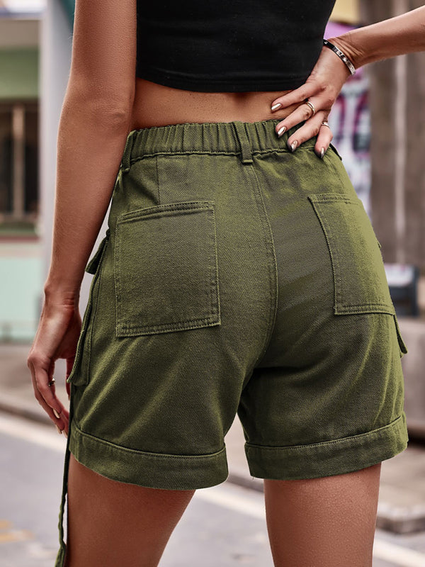 Patch Pocket Elastic Waist Shorts kakaclo