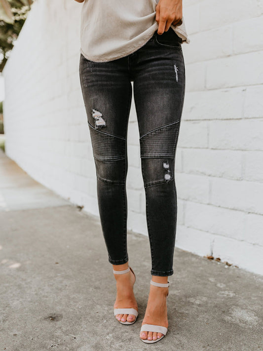 Biker V2 Ripped Moto Skinny Jeans kakaclo