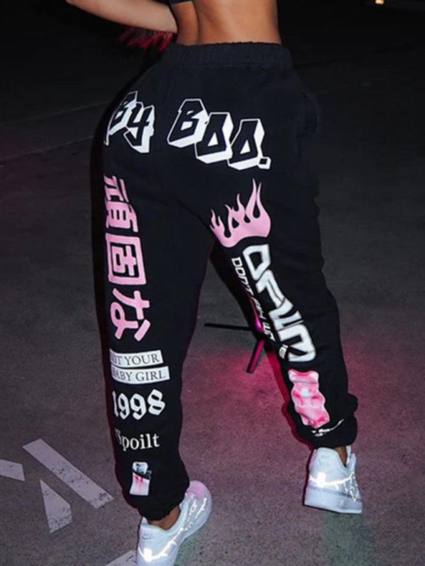 Fashion Print Elastic Waist Sweatpants kakaclo