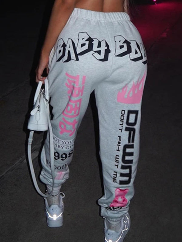 Fashion Print Elastic Waist Sweatpants kakaclo