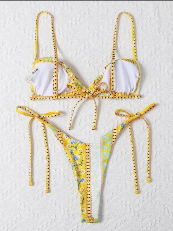 Ethnic Print Bikini Three-piece Set kakaclo