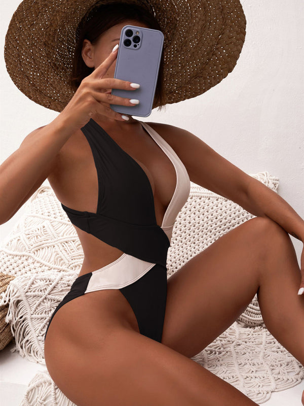 Contrast Color Block Swimsuit kakaclo