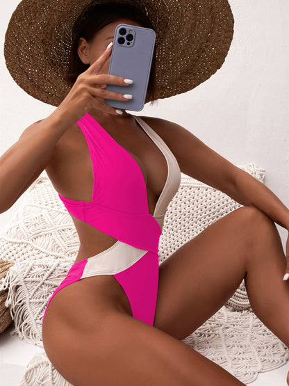Contrast Color Block Swimsuit kakaclo