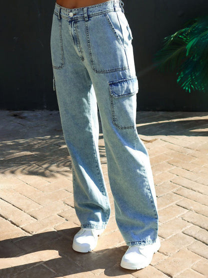 Classic Multi Pockets Cargo Jeans kakaclo