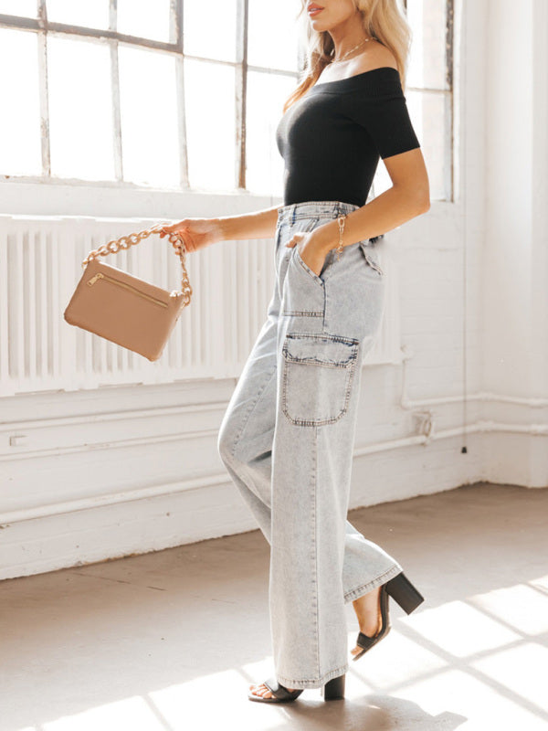 Classic Multi Pockets Cargo Jeans kakaclo