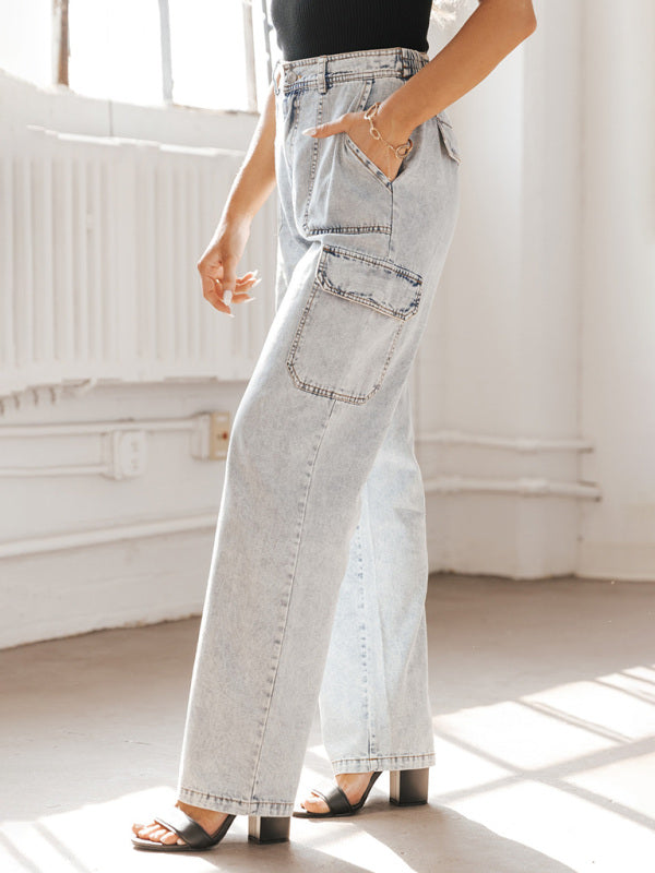 Classic Multi Pockets Cargo Jeans kakaclo