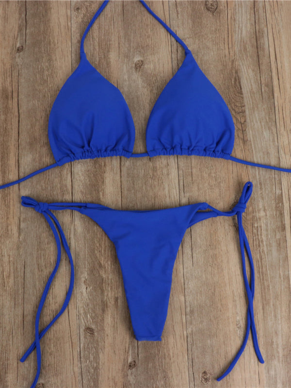 Solid Color Strap Bikini