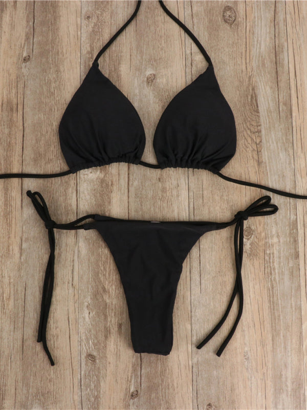 Solid Color Strap Bikini